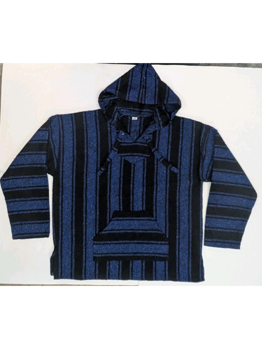 Vintage Earthbound Trading Co Baja Hoodie Mens XXL Pullover Blue Black Kangaroo